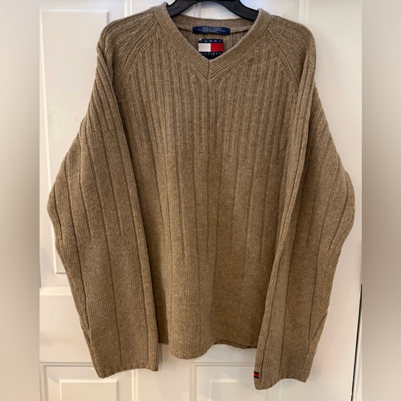 NWT Tommy Hilfiger Vintage Lambswool Knit V Neck Sweater Sz XXL
